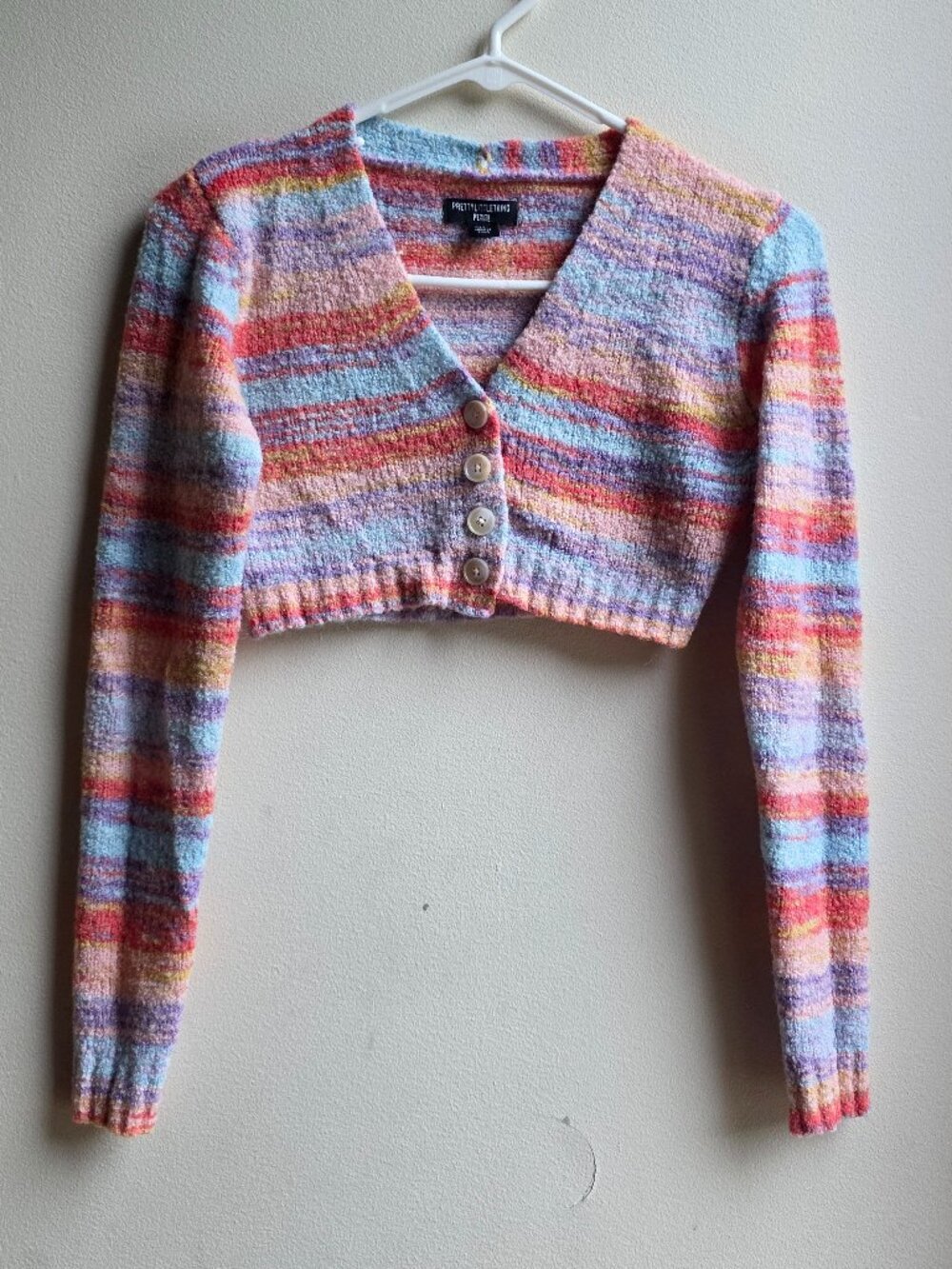 PrettyLittleThing Colorful Cropped Button Down Cardigan Shrug Size 0